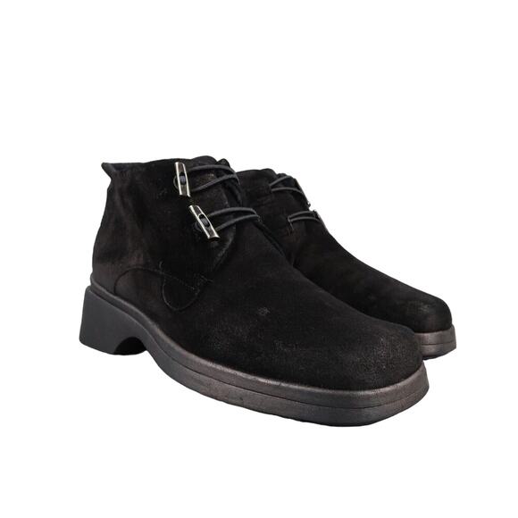 Aquatalia Shoe Women 7.5 Bootie Fashion Leather Chukka Square Toe Marvin K Black - Picture 1 of 14